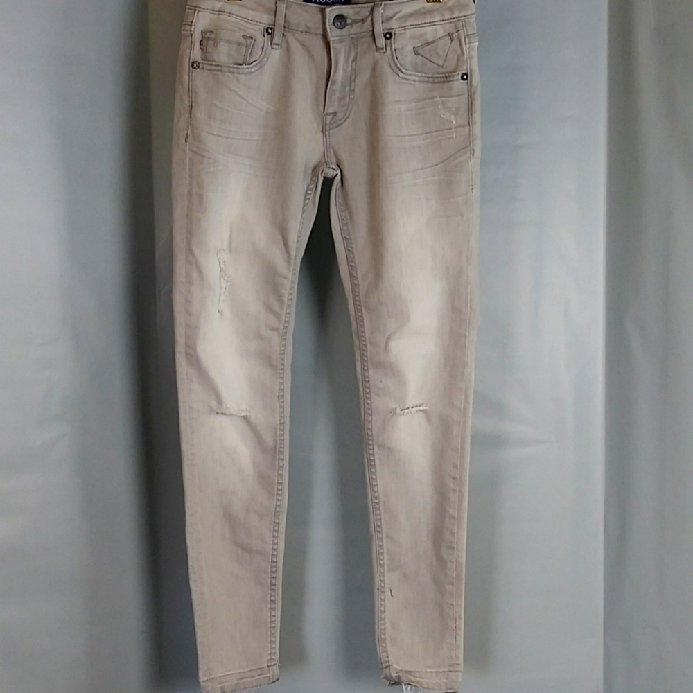 Vigoss The Jagger Low Rise Skinny Jean Raw Hem Gray Wash Distressed Size 24